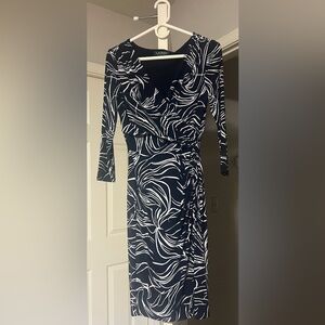 Ralph Lauren Navy and White Patterned Dress